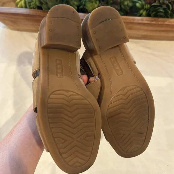 Naot Womens 7 Strappy Brown Tan Leather Slide Sandals Block Heel Shoes EUR 37 - Picture 5 of 5